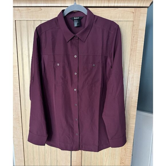 5.11 Tactical Femme Fatale Long Sleeve Conceal Carry SZ LRG Roll Tab Wine Red - Picture 5 of 5